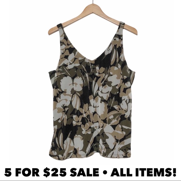Chico's Tops - Chicos Floral Camo Mesh Overlay Sleeveless Blouse